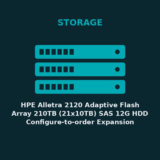 [HPE-R6F58A-KIT] HPE Alletra 2120 Adaptive Flash Array 210TB (21x10TB) SAS 12G HDD Configure-to-order Expansion Shelf(R6F58A)