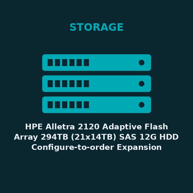 [HPE-R6F59A-KIT] HPE Alletra 2120 Adaptive Flash Array 294TB (21x14TB) SAS 12G HDD Configure-to-order Expansion Shelf(R6F59A)